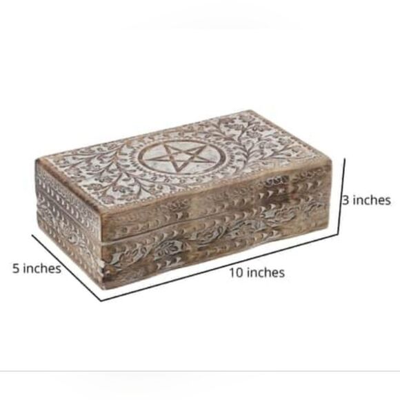 Pentacle Handcarved Storage Box - Picture 4 of 16